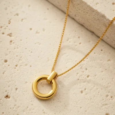 Colar com Pendente Circular Minimalista, 84400-02