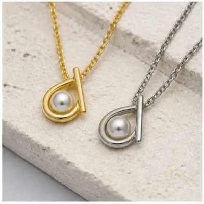 Gold and silver pearl loop pendants 84402-01