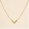 Colar dourado minimalista em V 84422-01