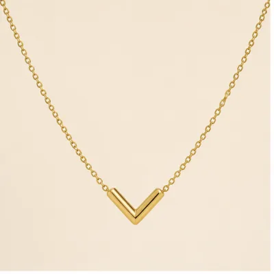 Colar dourado minimalista em V 84422-01