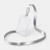 Fita de pescoço prateada com porta-cartão vertical transparente