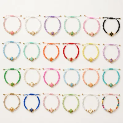 Conjunto completo de 24 pulseiras de contas com tartarugas
