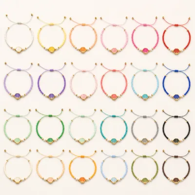 Conjunto completo de 24 pulseiras de contas com conchas