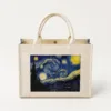 Mala tote de algodão cru com painel Starry Night