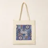 Mala tote de lona natural com padrão de azulejos de Portugal