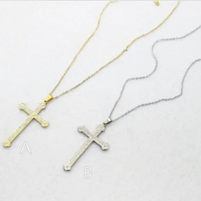 Crystal Cross Necklace in Gold or Silver | 84741, 84741
