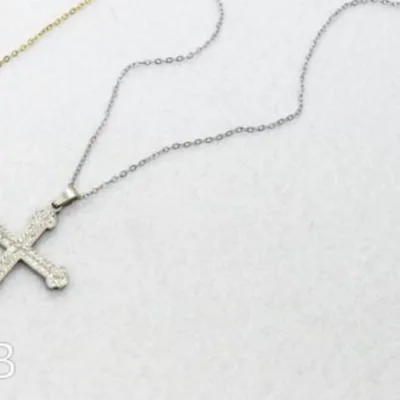 Crystal Cross Necklace in Gold or Silver | 84741, 84741