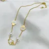 Hamsa Hand Pearl Necklace in Gold Tone | 84790-03, 84790-03