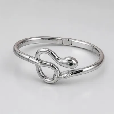 Pulseira Rígida Articulada com Nó de Serpente — Prateado
