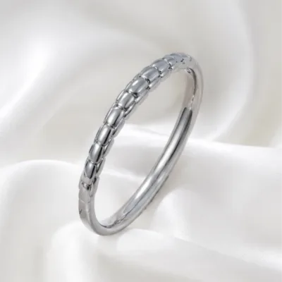 Silver-tone segmented bangle 84834 on satin