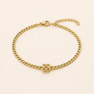 Pulseira de Corrente Dourada com Nó Central — Dourado