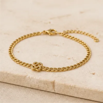Alternate view of gold knot chain bracelet 84849