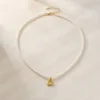 Colar de Pérolas com Coração-Dourado e Prateado — Dourado