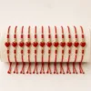 Conjunto completo de 12 pulseiras vermelhas com coração