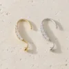 Brincos Ear Cuff Curvos com Cristais | Dourado ou Prateado — Dourado