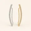 Ear climbers curvos com cristais pavé em prateado e dourado