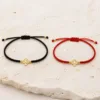 Pulseiras ajustáveis preta e vermelha com Árvore da Vida dourada