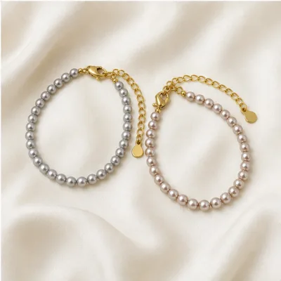 Gray and taupe 4 mm pearl bracelets 85081-02