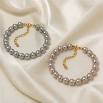 Gray and taupe 8 mm pearl bracelets 85083-02