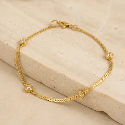 Alternate view of gold four-crystal bracelet 85201-06