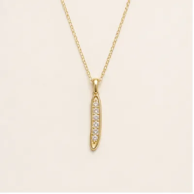 Colar com Pendente Barra de Cristais — Dourado