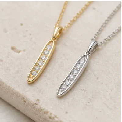 Gold and silver crystal bar pendant necklaces 85212-02