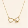 Colar dourado infinito com coração de cristal 85213-02