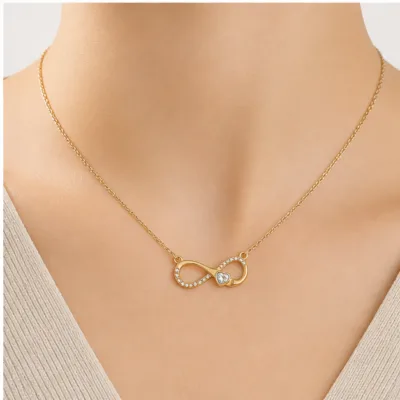 Colar dourado infinito em expositor 85213-02