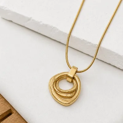 Colar Dourado com Pendente Triplo Orgânico, 85214-01