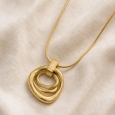 Colar Dourado com Pendente Triplo Orgânico, 85214-01