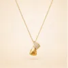 Colar dourado com pendente geométrico e cristais 85216-03