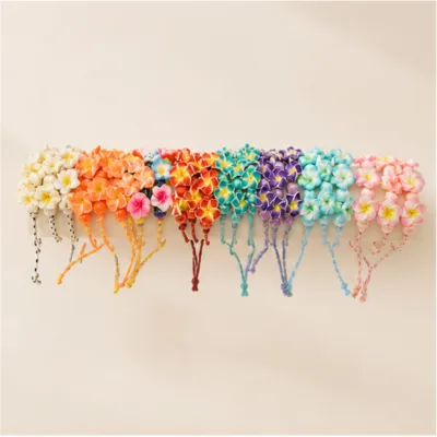 Conjunto completo de 24 pulseiras de cordão com flores tropicais coloridas