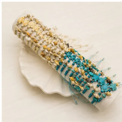 Conjunto completo de 24 pulseiras de cordão com motivos marinhos
