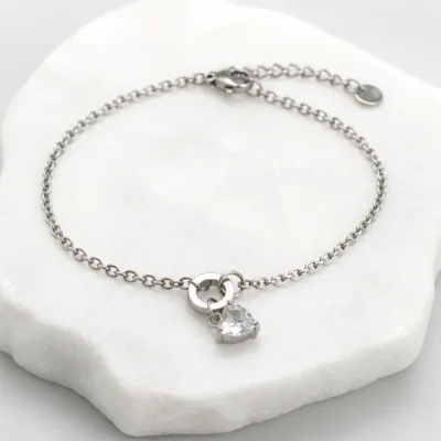 Alternate view of silver heart bracelet 85390-2