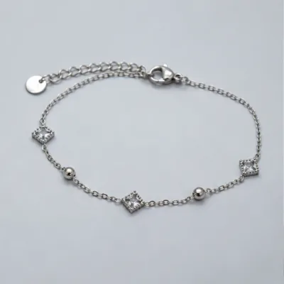 Silver three-square crystal bracelet 85391-2