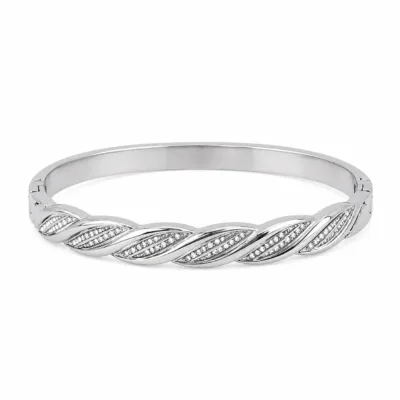 Bracelete Modelo B prateado com motivo entrançado e cristais