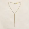 Colar dourado em Y com duas franjas 85477-4