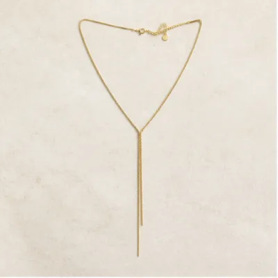 Colar dourado em Y com duas franjas 85477-4