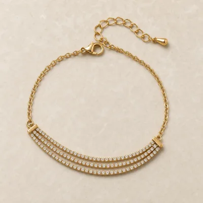 Pulseira dourada tripla 85480-2 vista de cima