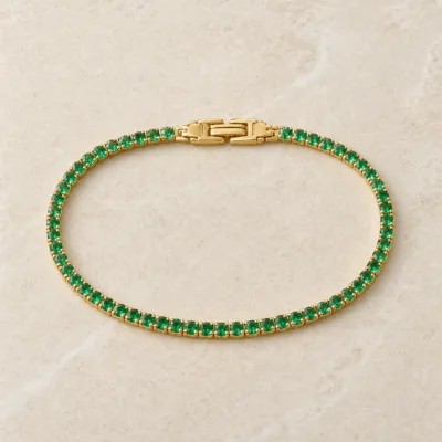 Pulseira dourada e verde 85481-2 vista de cima