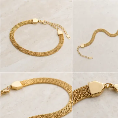 Pulseira Dourada em Aço com Múltiplas Correntes — Dourado
