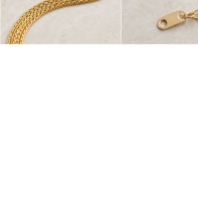 Parallel fine-chain strands on gold bracelet 85547-2