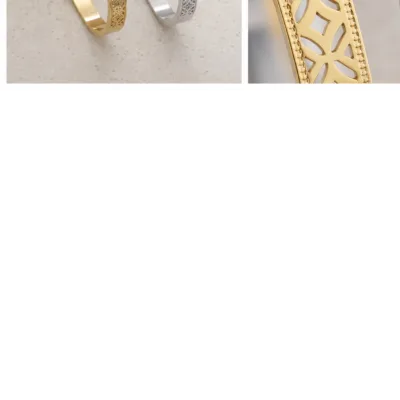 Gold and silver openwork floral bangles 85549-2