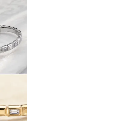 Pulseira Rígida em Aço com Cristais — Prateado
