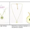 Gold Green Evil Eye Medallion Necklace | K1902-005-2D, K1902-005-2D