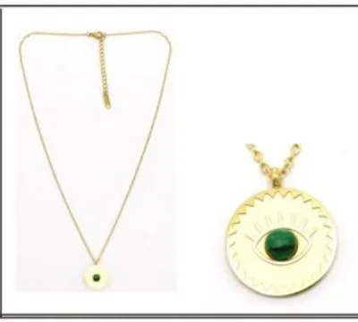 Gold Green Evil Eye Medallion Necklace | K1902-005-2D, K1902-005-2D