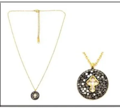 Gold Black Crystal Cross Medallion Necklace | K1902-010-2, K1902-010-2