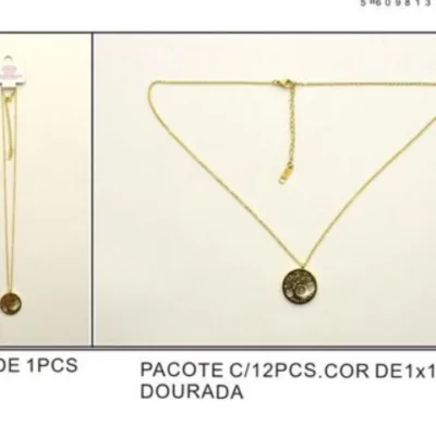 Gold Medallion Necklace in Stainless Steel | K2003-004-5, K2003-004-5