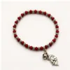 Pulseira vermelha de cristais 18 mm com pendente de elefante