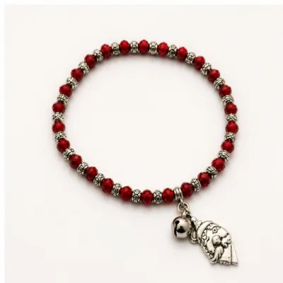 Pulseira vermelha de cristais 18 mm com pendente de elefante